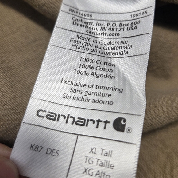 Carhartt Bundle Mens XLT T-shirts Short Sleeve 100% Cotton Style K87 Tan / Black - Picture 5 of 10